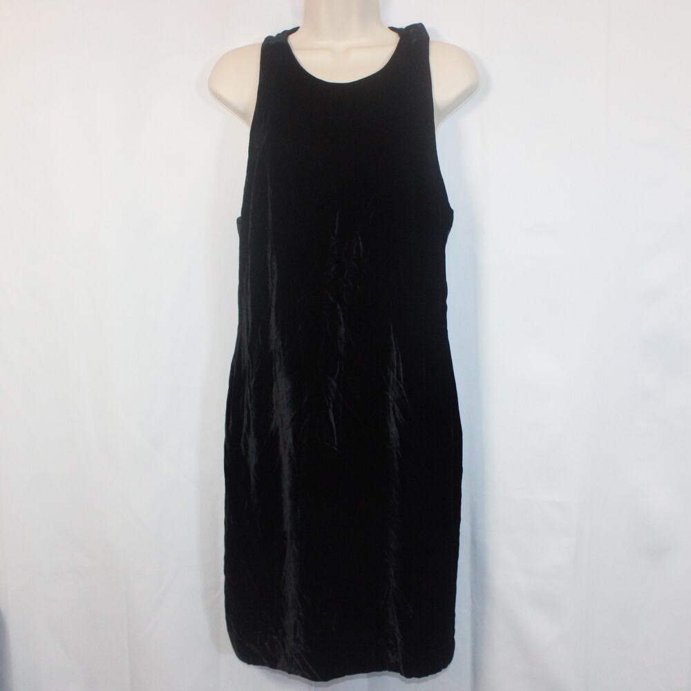 VTG Ralph Lauren Womens Black Velvet Sleeveless Dress Sz 10 Elegant Quiet Luxury